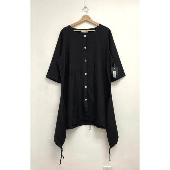 NWT Bryn Walker Linen A-Line Lagenlook Ruched Asymmetrical Art to Wear Tunic Med - Picture 1 of 14